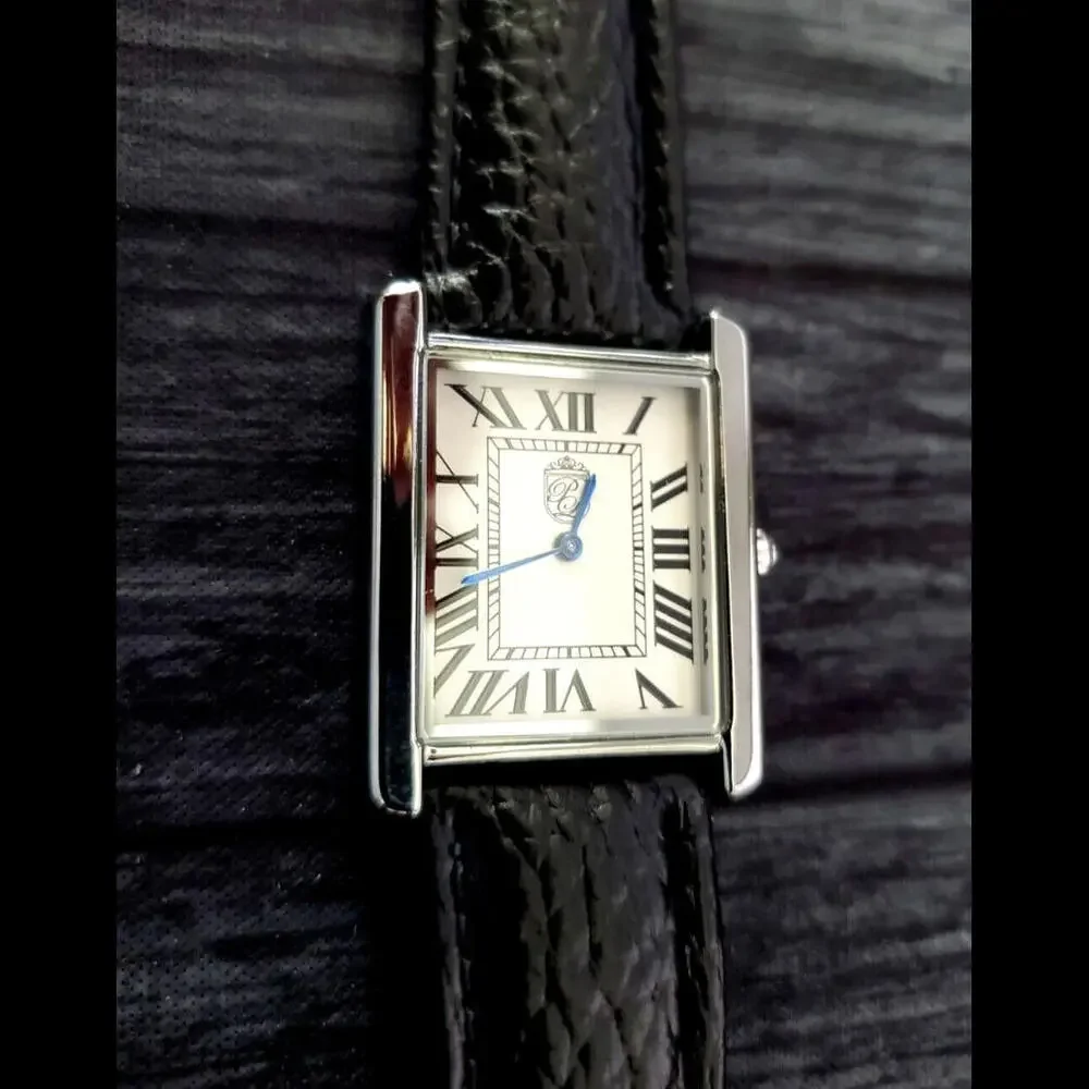 Vintage Tank‎ Style Pierre Lucerne  Mens Watch Black Band